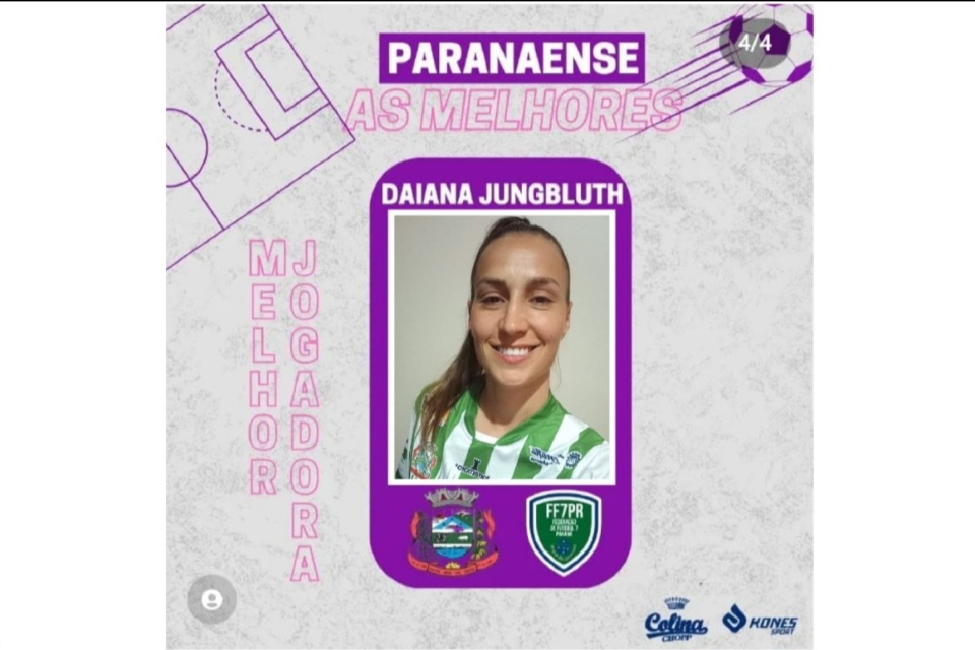 Atleta missalense Daiana Jungbluth foi eleita a melhor jogadora do Paranaense de Futebol 7