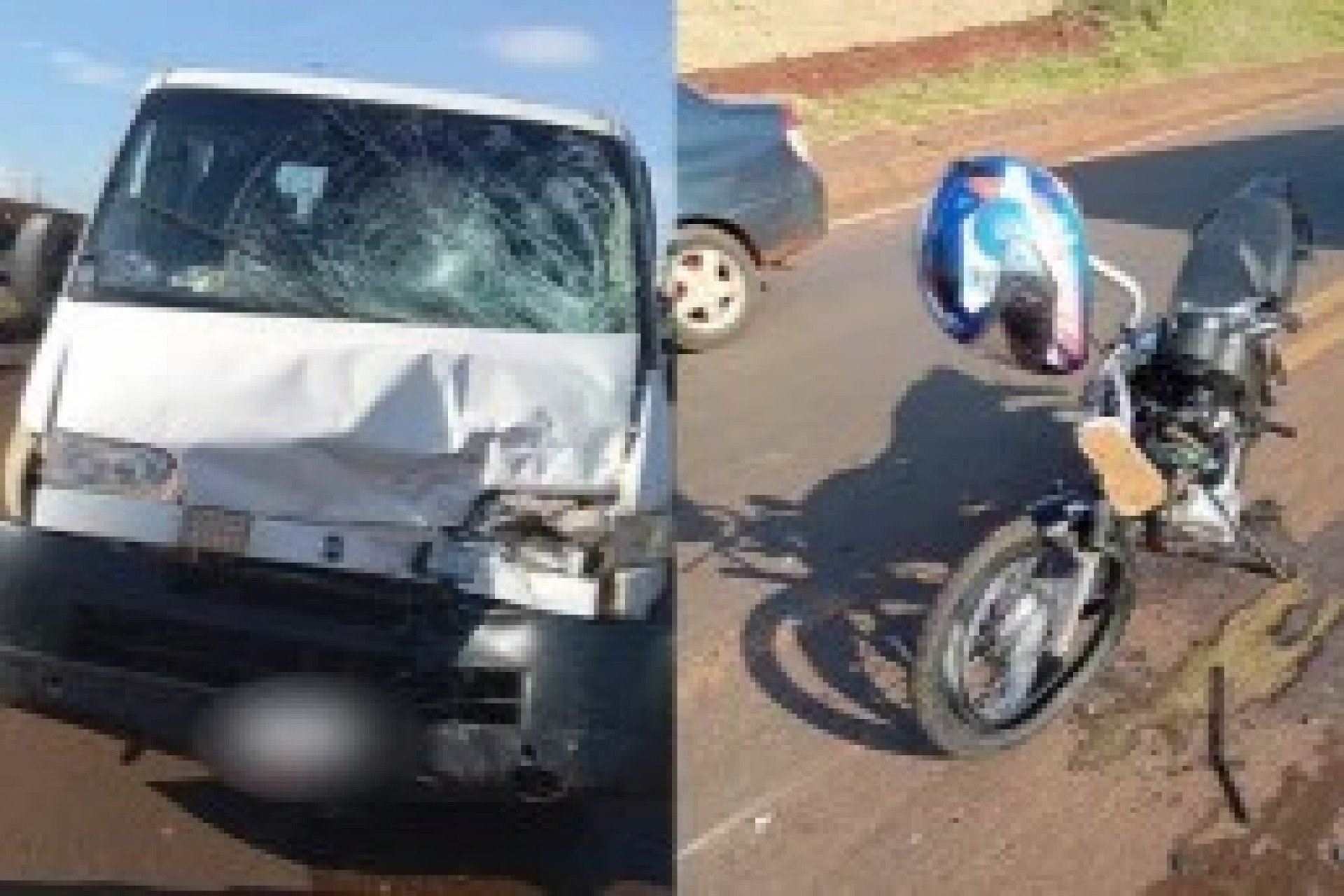 Colisão entre van e moto deixa motociclista ferido em Medianeira