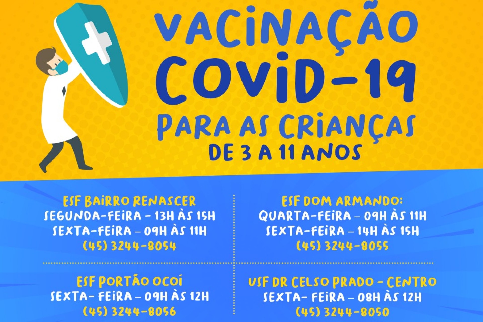 Crianças acima de 03 anos poderão receber a vacina contra a Covid-19 em Missal