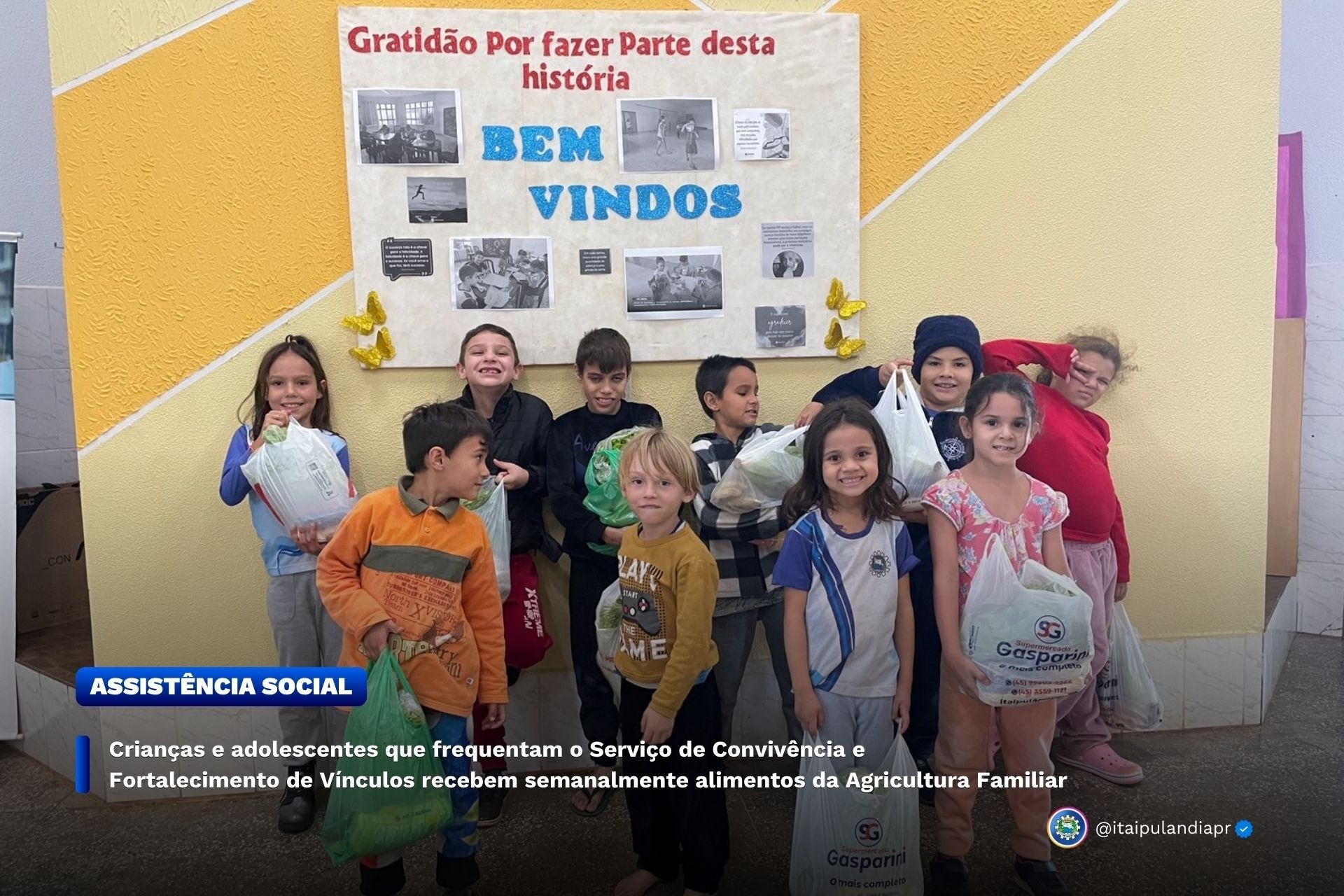 Crianças que frequentam o Serviço de Convivência recebem alimentos da Agricultura Familiar