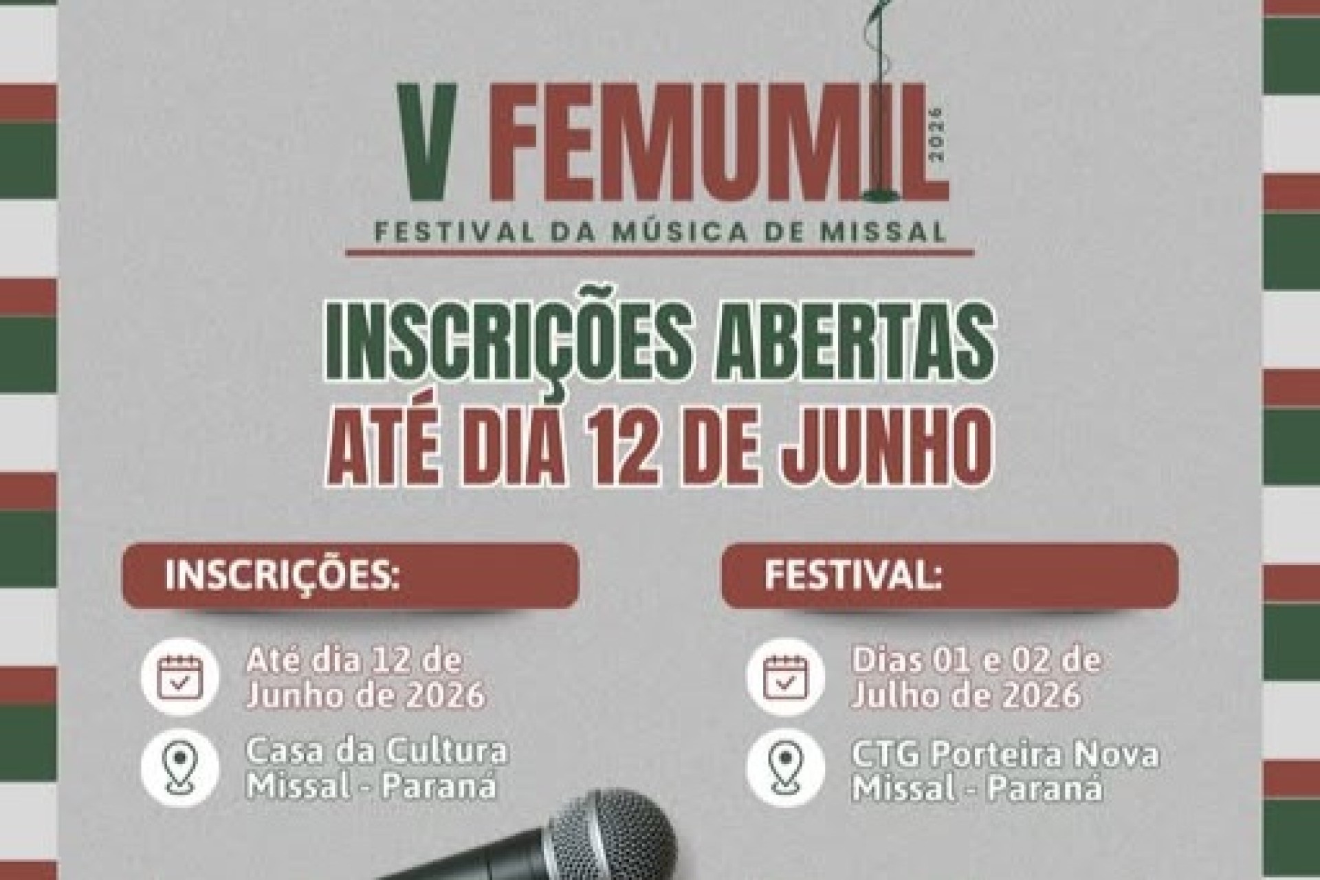Departamento de Cultura de Missal abre as inscrições para o V Femumil