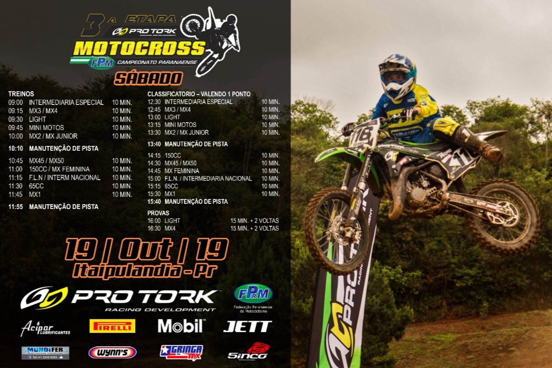 Divulgada a programação da penúltima etapa do Paranaense De Motocross