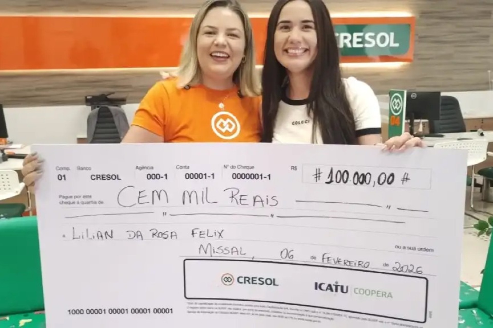 Emoção e surpresa: cooperada da Cresol Missal ganha R$ 100 mil em campanha com a Icatu