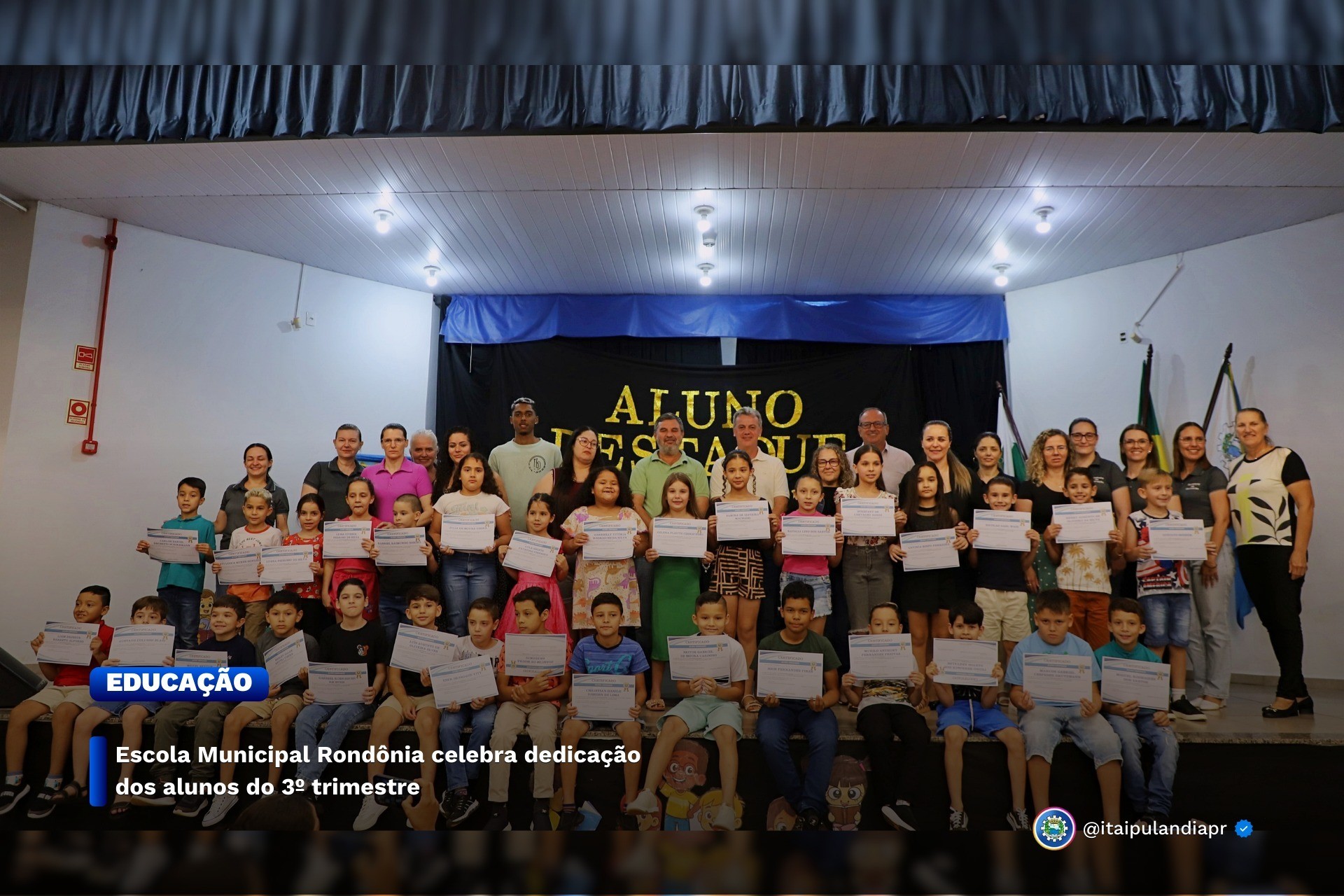 Escola Municipal Rondônia celebra dedicação dos alunos do 3º trimestre