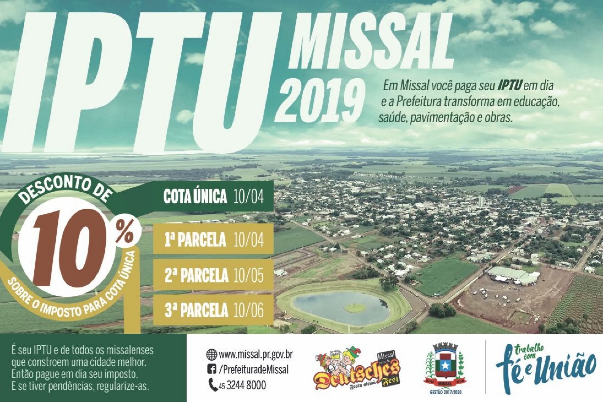 Estão disponíveis as Guias do IPTU 2019 em Missal