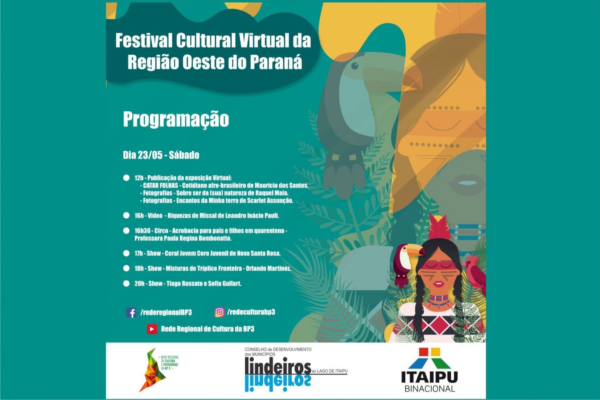 Hoje tem live de missalense no Festival Cultural Virtual da Região Oeste do Paraná