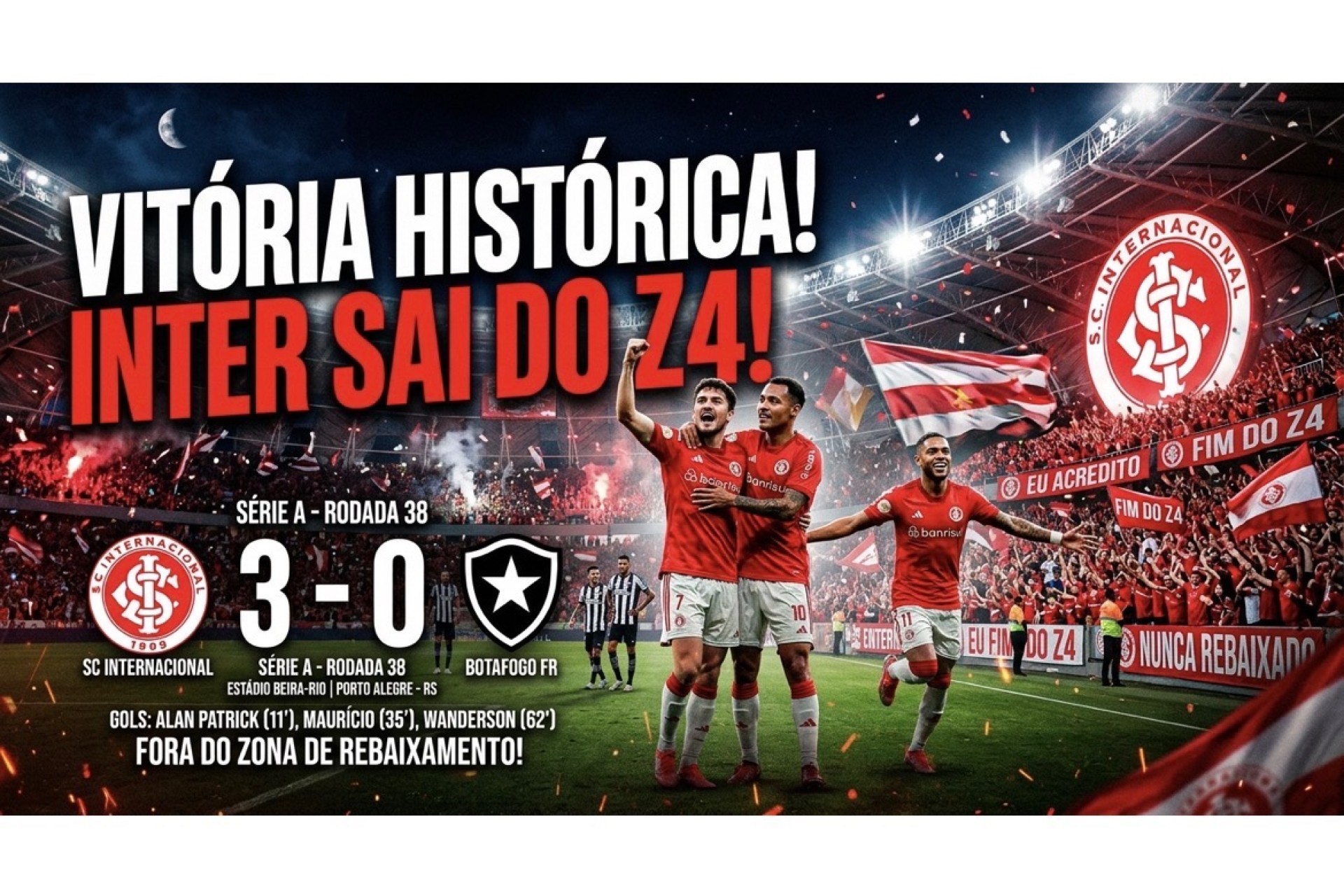 Inter domina, vence Bota e deixa a zona da degola