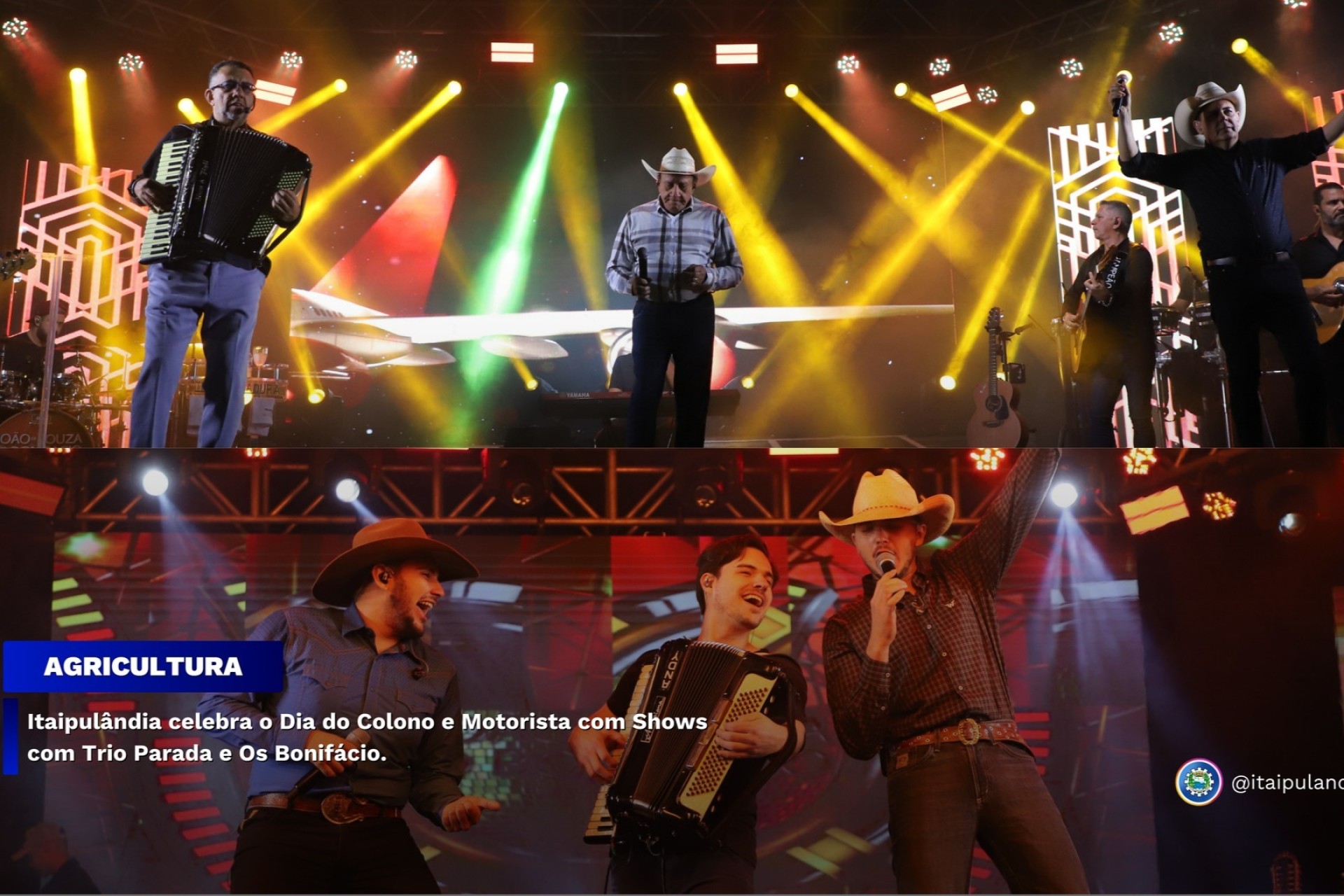 Itaipulândia celebra o Dia do Colono e Motorista com Shows com Trio Parada e Os Bonifácio