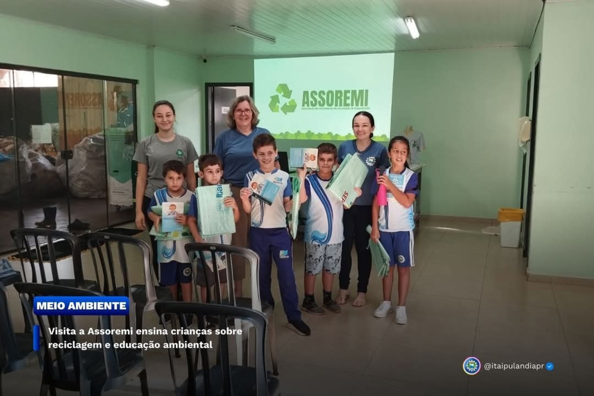 Itaipulândia: Visita à Assoremi ensina crianças sobre reciclagem e educação ambiental