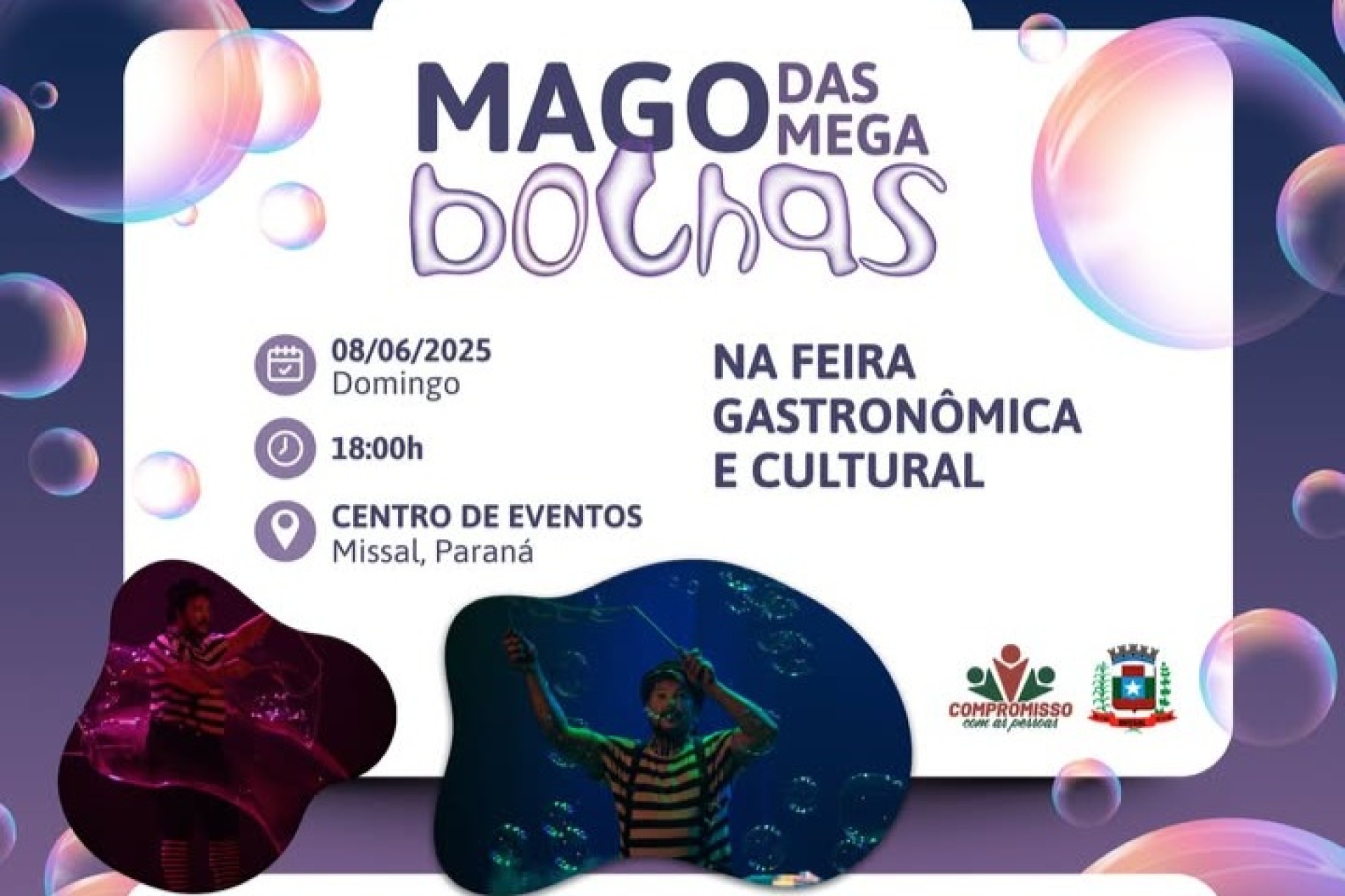 Mago das Megabolhas será atração na Feira Gastronômica e Cultural
