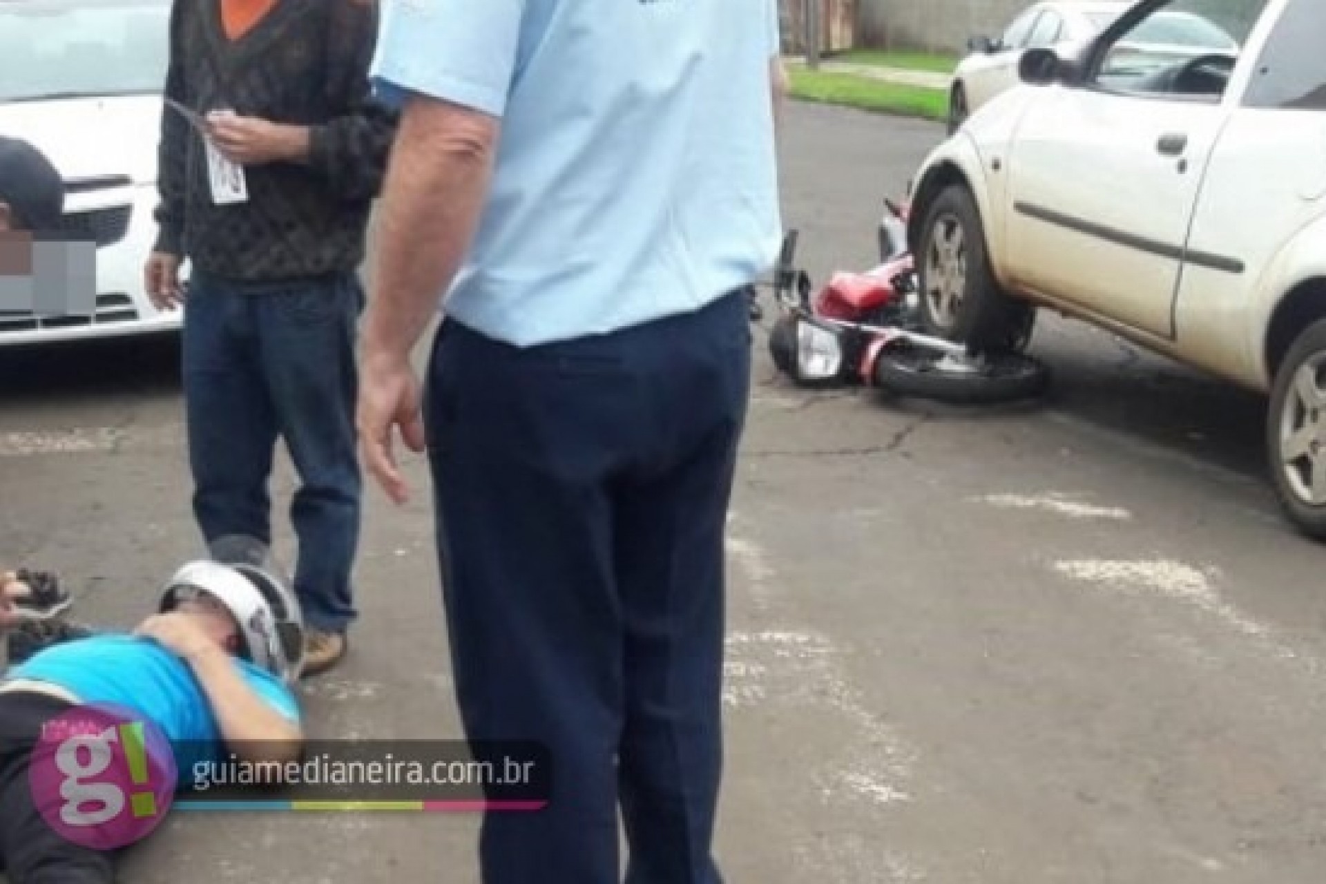 Medianeira: Bombeiros socorrem motociclista ferido em acidente no Bairro Cidade Alta