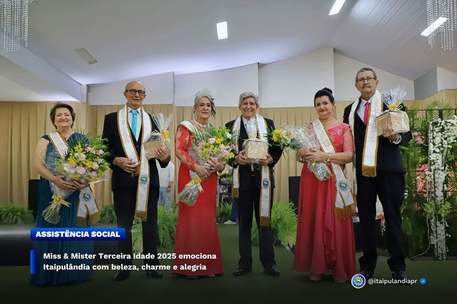Miss & Mister Terceira Idade 2025 emociona Itaipulândia com beleza, charme e alegria