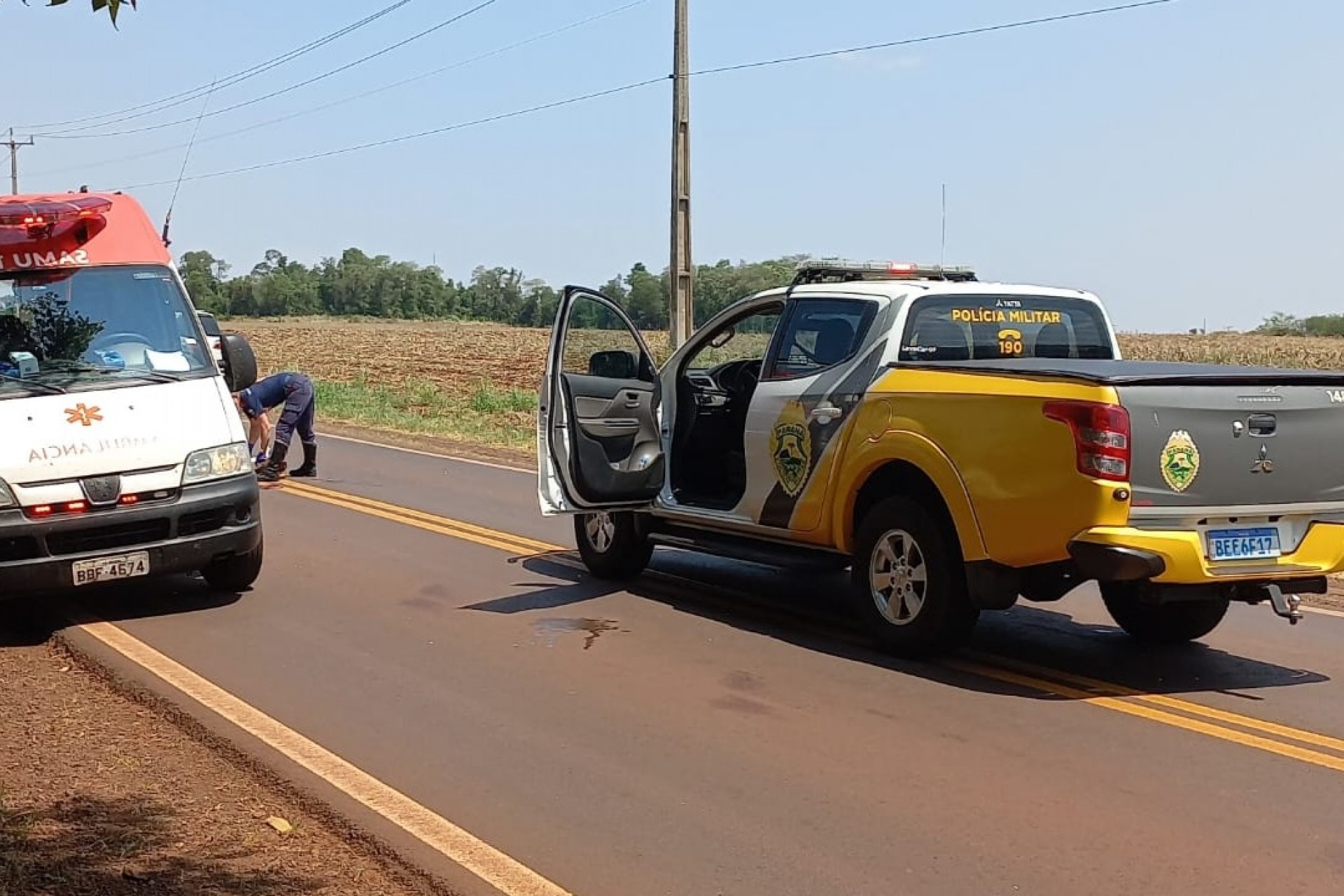 Missal: Homem é atropelado e fica gravemente ferido na  PR-495 em Dom Armando