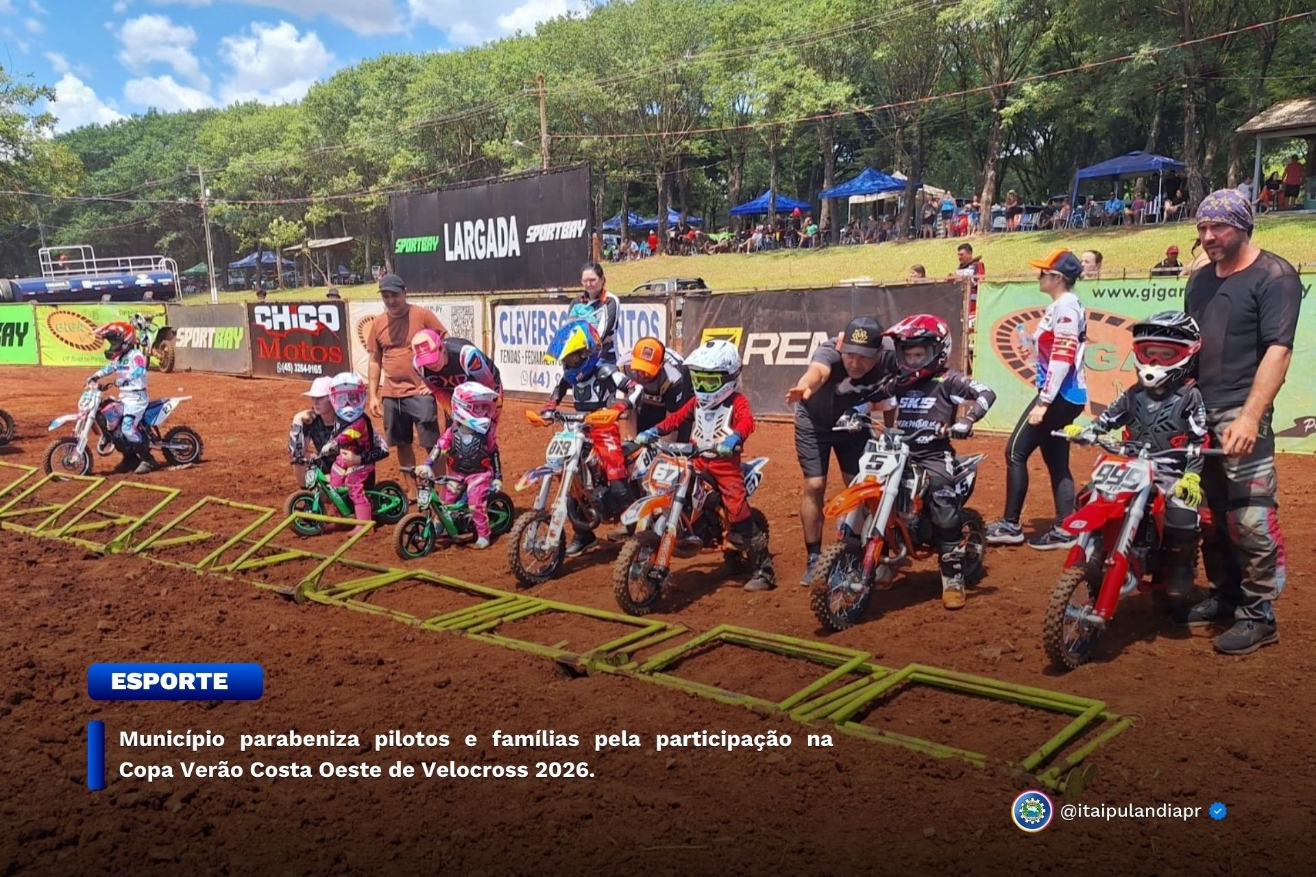 Município parabeniza pilotos e famílias pela participação na Copa Verão Costa Oeste de Velocross