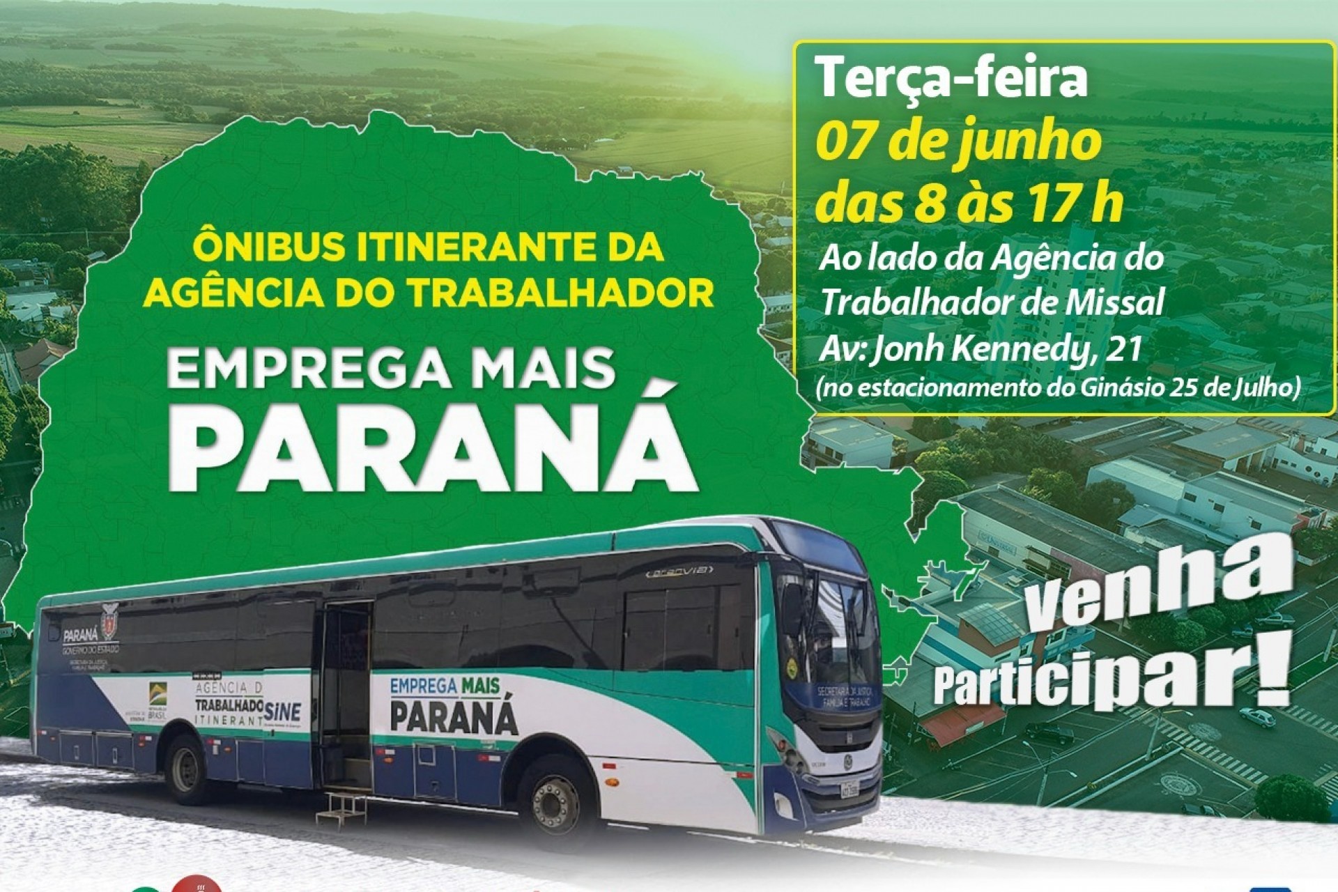 Ônibus Itinerante do Programa Emprega Mais Paraná irá atender em Missal