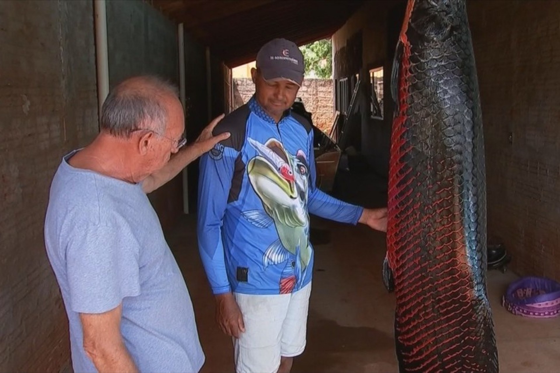 Pescador fisga peixe pirarucu de 110 quilos em Cardoso