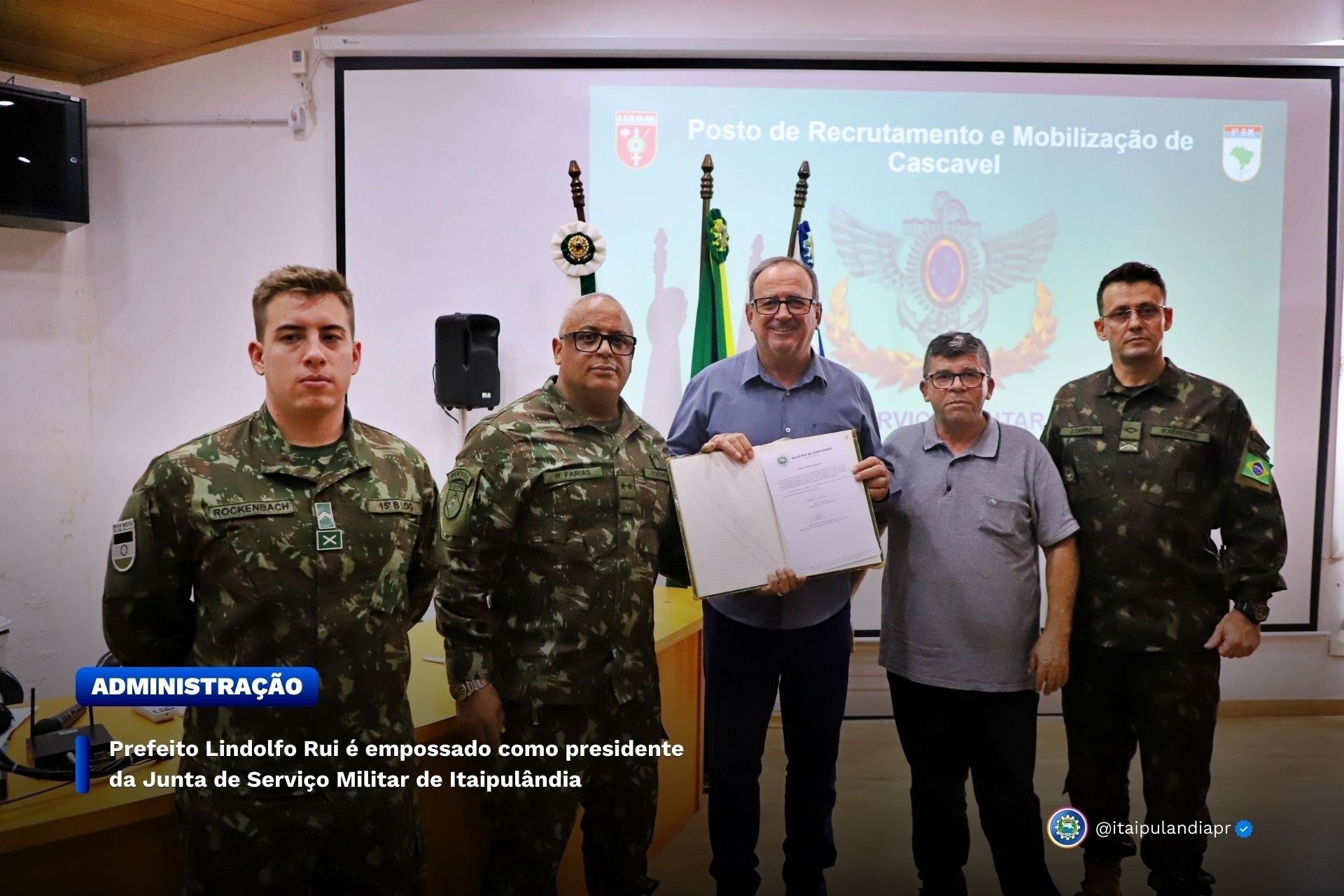 Prefeito Lindolfo Rui é empossado como presidente da Junta de Serviço Militar de Itaipulândia