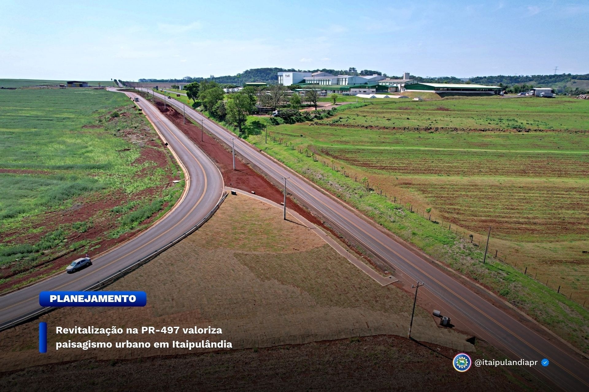 Revitalização na PR-497 valoriza paisagismo urbano em Itaipulândia