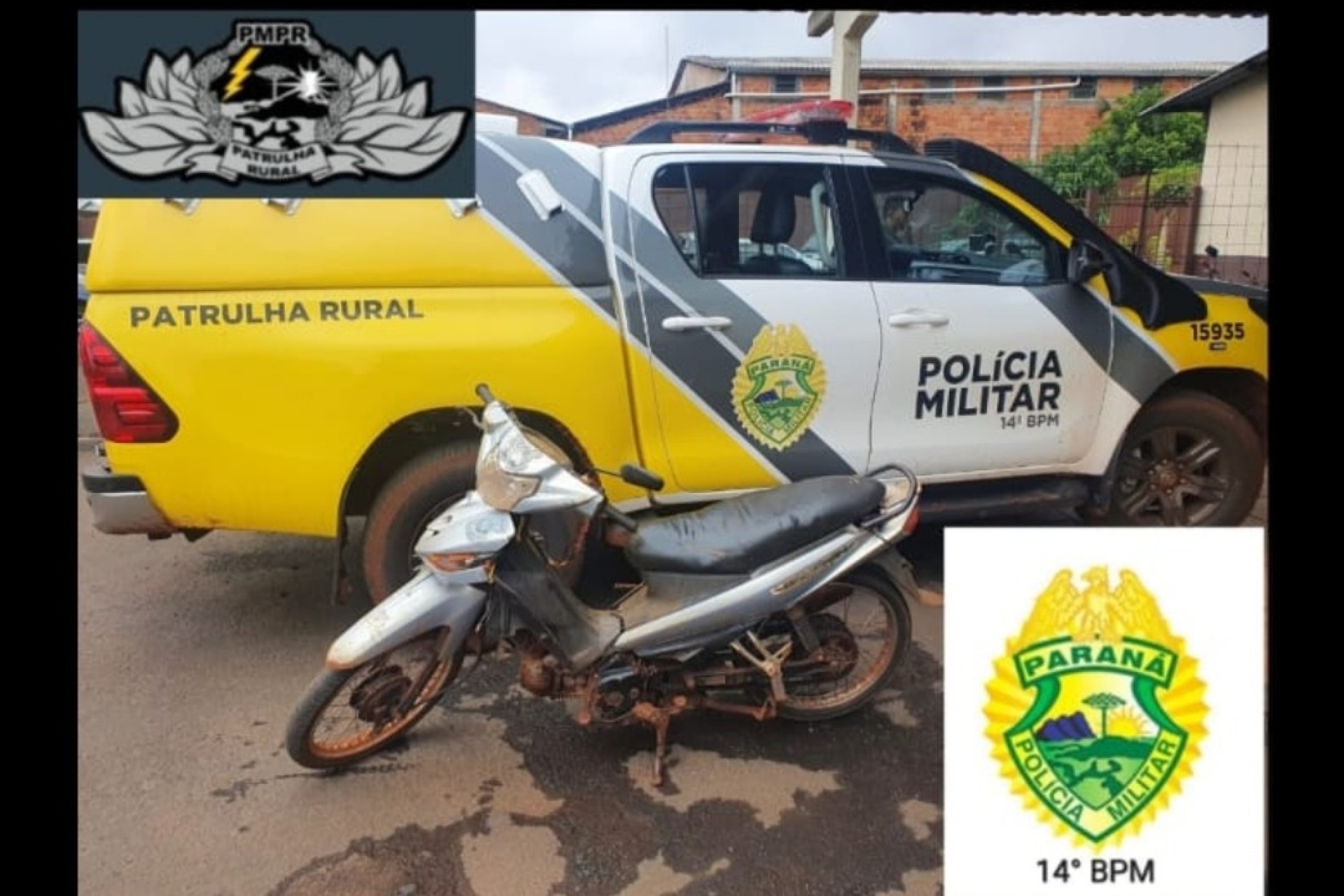 São Miguel do Iguaçu: Patrulha Rural apreende motocicleta com indícios de furto/roubo