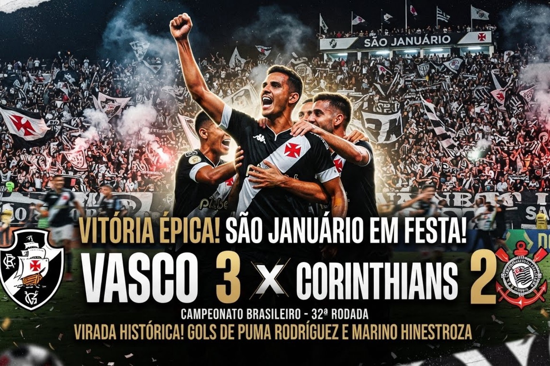 Vasco vence em jogo de viradas e coloca o Corinthians no Z-4