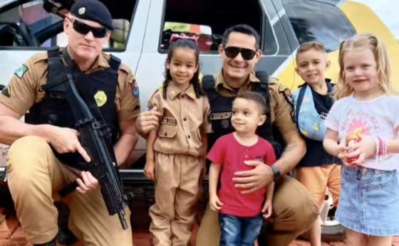 A pequena Ana Lívia que é fã da Polícia Militar recebeu um presente especial em Itaipulândia