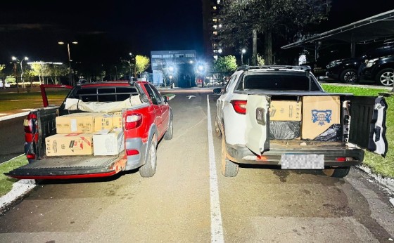 BPFRON e PF apreendem cigarros contrabandeados, armas de fogo e veículos adulterados em São Miguel