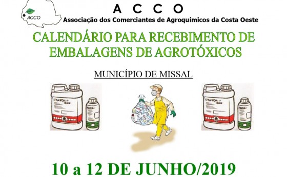 Calendário para recebimento de embalagens de agrotóxicos