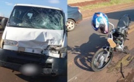 Colisão entre van e moto deixa motociclista ferido em Medianeira
