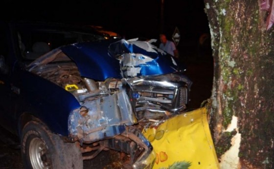 Condutor colide F-250 em árvore e fica ferido no distrito de Moreninha em Santa Helena