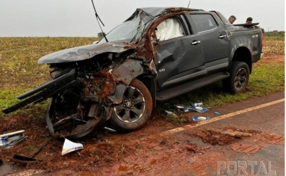 Condutor de Marechal Rondon capota S-10 na rodovia entre Palotina e Terra Roxa