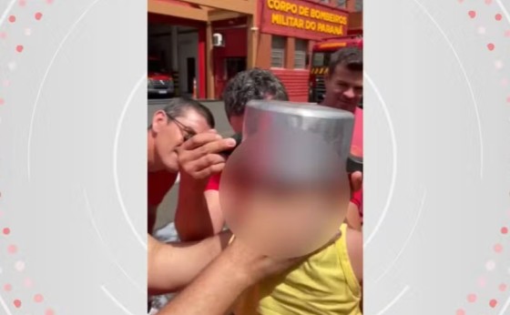 Criança de dois anos fica com panela de pressão presa na cabeça, no Paraná