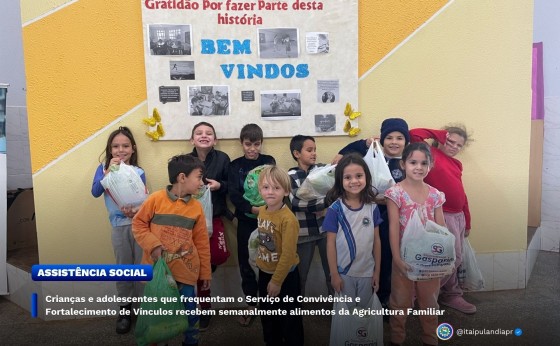 Crianças que frequentam o Serviço de Convivência recebem alimentos da Agricultura Familiar