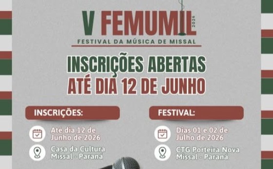 Departamento de Cultura de Missal abre as inscrições para o V Femumil