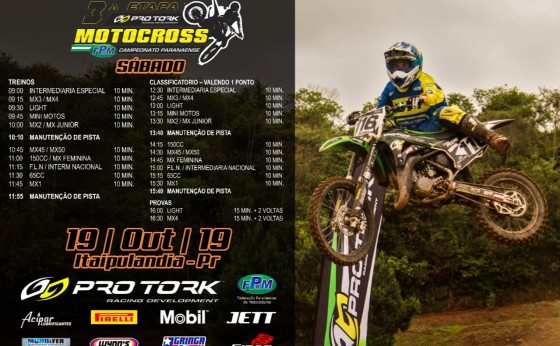 Divulgada a programação da penúltima etapa do Paranaense De Motocross