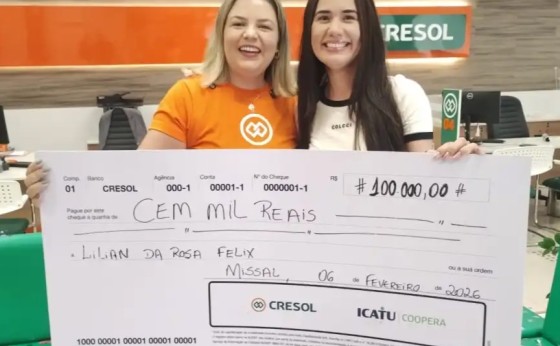Emoção e surpresa: cooperada da Cresol Missal ganha R$ 100 mil em campanha com a Icatu