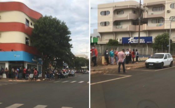 Fila para saque do auxílio emergencial dobra quarteirão em Medianeira