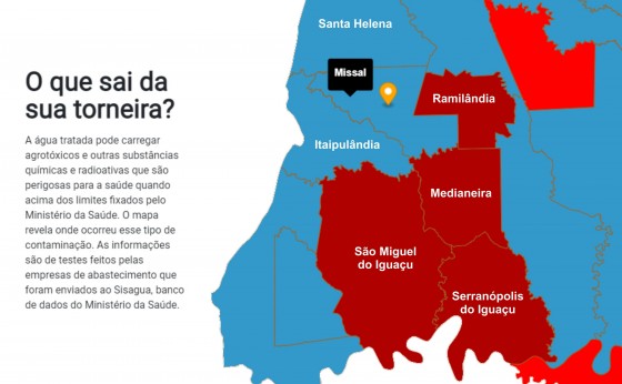 Mapa da Água coloca dúvida na qualidade da água fornecida em cidades da microrregião