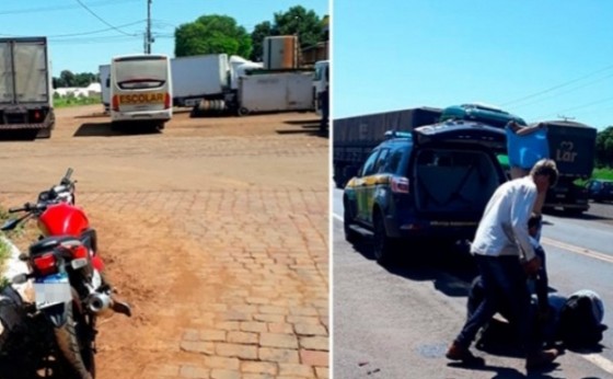 Matelândia: Motociclista é levado ao hospital após ônibus atravessar a BR 277 e causar acidente
