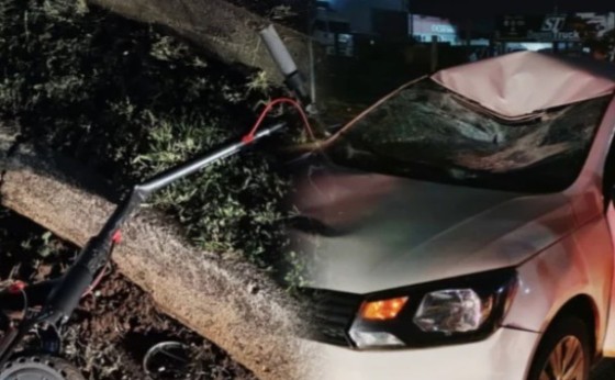 Medianeira: Acidente entre carro e patinete elétrico deixa uma pessoa gravemente ferida