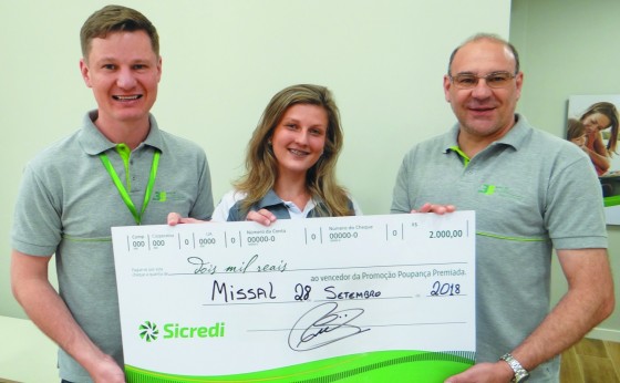 Moradora de Missal ganha R$ 2 mil em sorteio da Poupança Premiada Sicredi