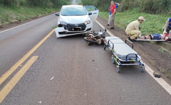 Motociclista tem ferimentos moderados em acidente entre Missal e Medianeira