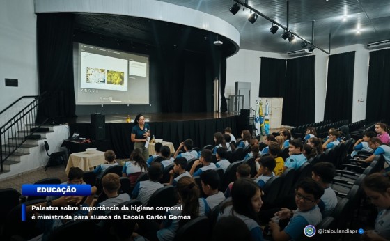 Palestra sobre importância da higiene corporal é ministrada para alunos da Escola Carlos Gomes