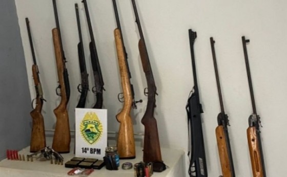 PM apreende várias armas em propriedade rural de São Miguel do Iguaçu