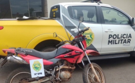Polícia Militar recupera motocicleta furtada em Missal