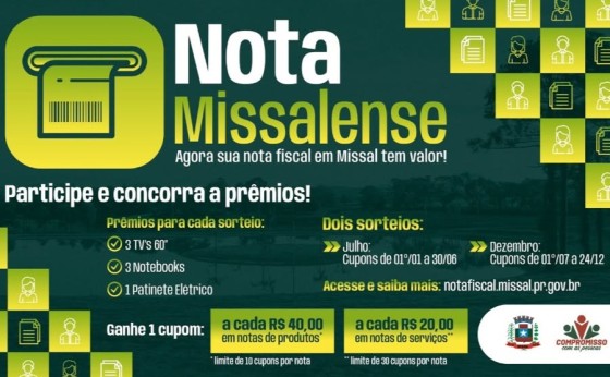 Programa Nota Missalense é retomado em 2025 e terá maior número de prêmios por sorteio
