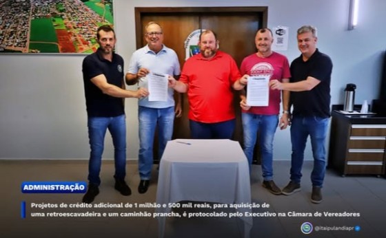 Projetos de crédito adicional de 1 milhão e 500 mil reais, é protocolado pelo Executivo na Câmara