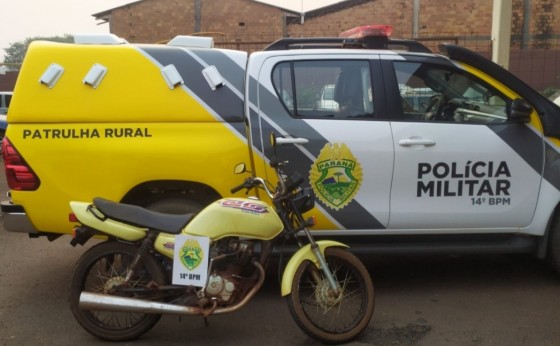 São Miguel do Iguaçu: Patrulha Rural apreende motocicleta com indícios de furto/roubo