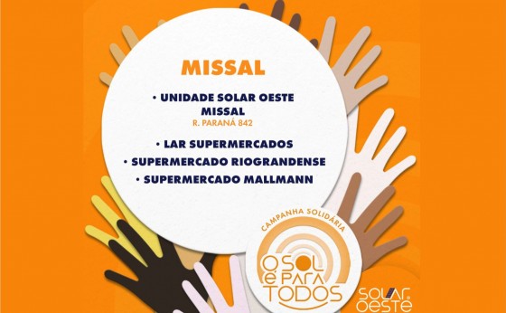 Solar Oeste divulga campanha de arrecadação de alimentos que será repassado ao Provopar de Missal