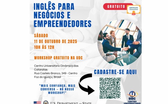 UDC e Departamento de Estado dos EUA promovem workshop gratuito de inglês para negócios