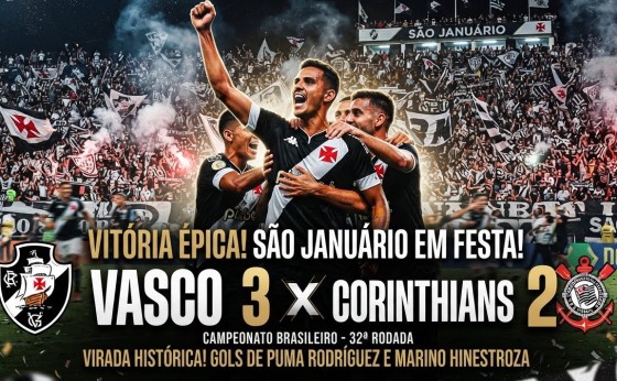 Vasco vence em jogo de viradas e coloca o Corinthians no Z-4